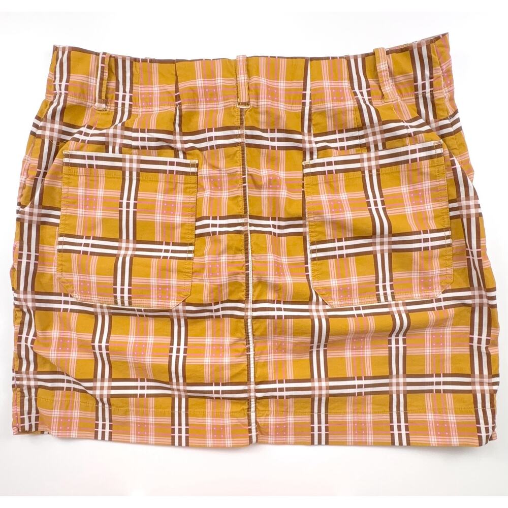Anthropologie Maeve The Colette Mini Skirt in Yellow Plaid Size XL - Picture 3 of 12